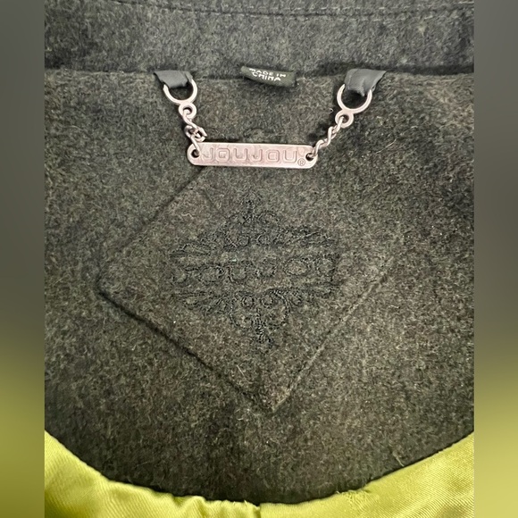 Jou Jou faux leather fleece military jacket punk festival studded medium EUC - Picture 9 of 11